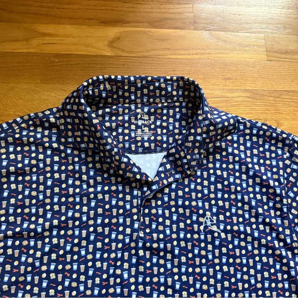 Rhoback Breakfast Performance Polo Shirt Men’s Large Navy Blue - Picture 5 of 7